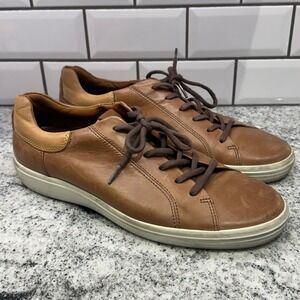 Ecco Men's Brown Leather Lace Up Low Top Sneakers‎ Casual Shoes Size 13